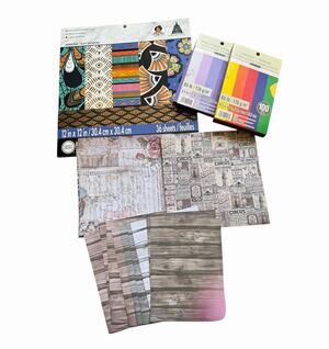 Mixed Scrapbook Paper Craft Lot 12x12 Cardstock Prints Junk Journal Supplies